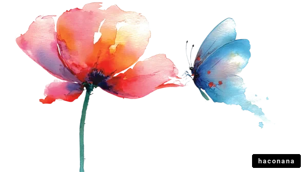 美しい花と蝶の水彩画 美しい花と蝶の水彩画