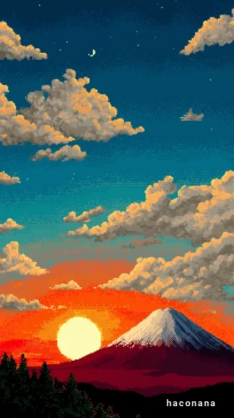 富士山と夕焼けの風景 富士山と夕焼けの風景