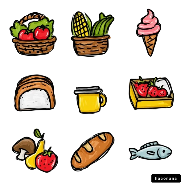 多様な食材のイラスト