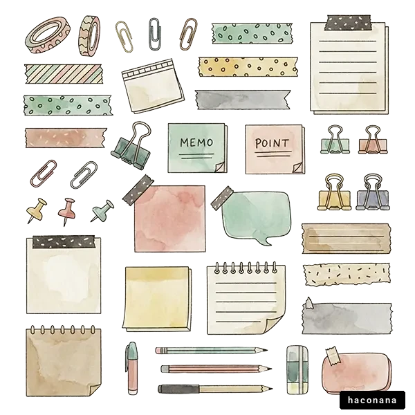 手描きの文房具セット