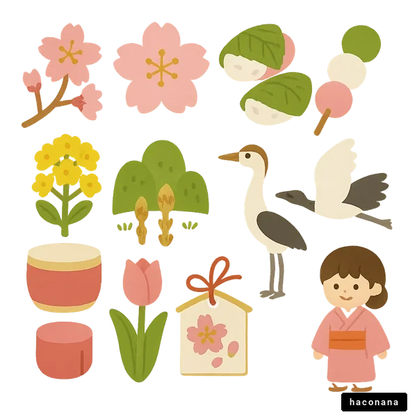 春の花や伝統的な風景