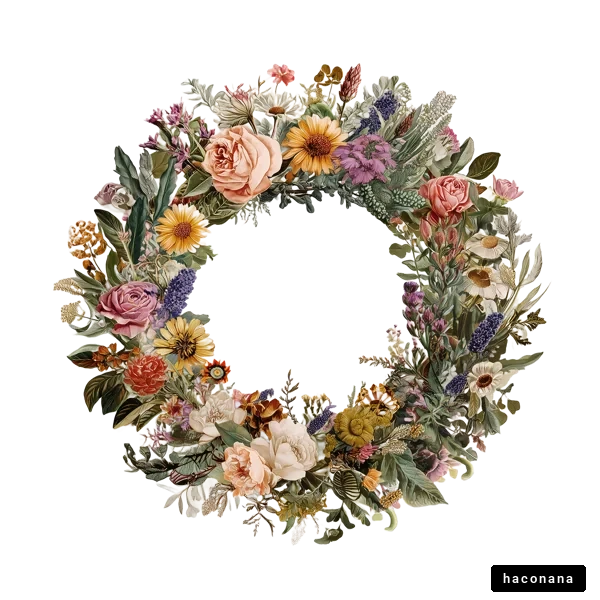 華やかな花飾りのリース 華やかな花飾りのリース