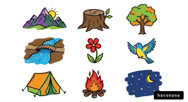 自然とキャンプのイラスト