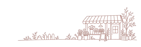 花屋の外観イラスト線画