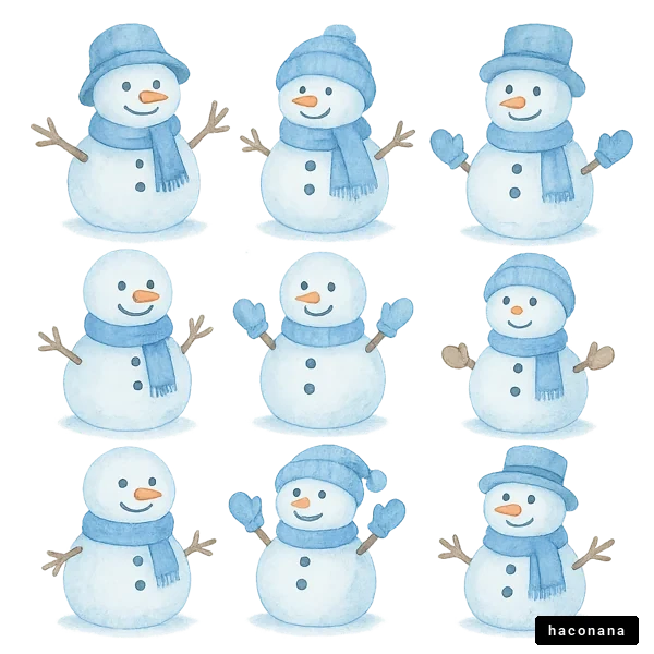 可愛らしい雪だるまの集合