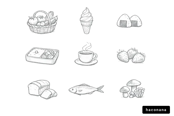 食べ物の手描きイラスト集