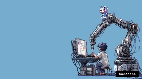 ロボットと子供の未来的シーン
