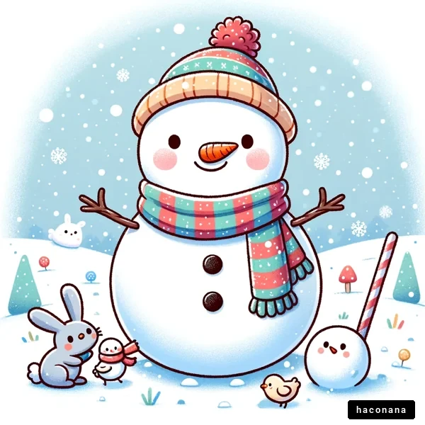 可愛らしい雪だるまの冬の景色