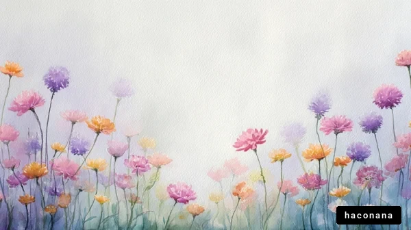 水彩画の花畑 水彩画の花畑