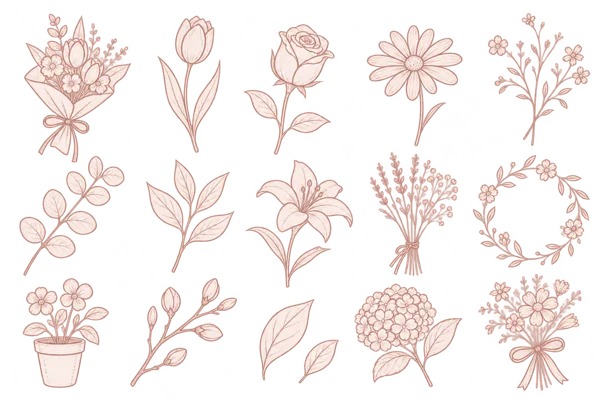 花のイラストセット素材