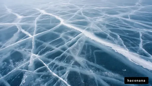 凍った湖の氷の模様