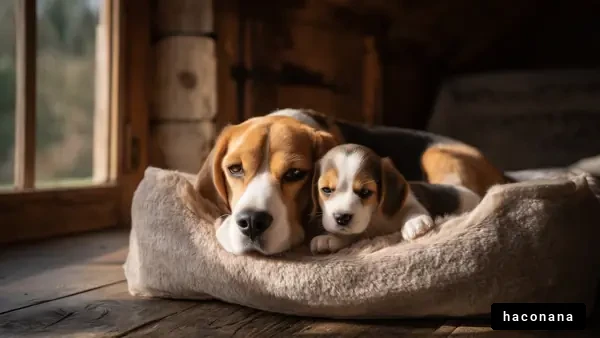 犬と子犬のほのぼのシーン