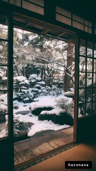 冬の雪景色の庭