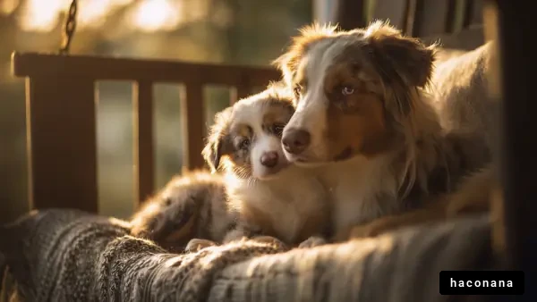 親子犬の穏やかなひととき