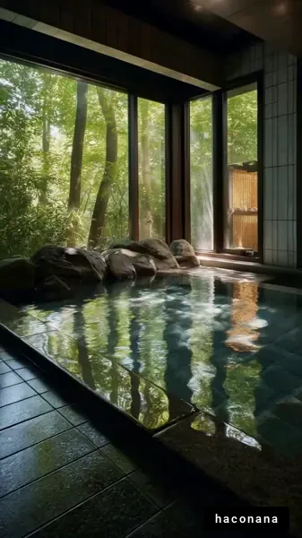 自然に囲まれた温泉の風景