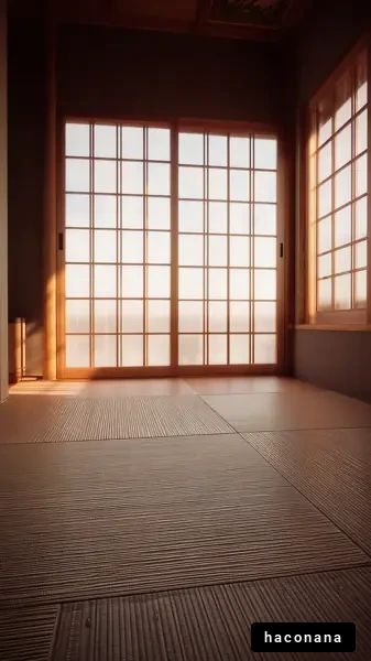 和室の朝日が差し込む風景