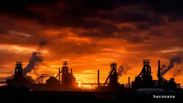夕焼けに映える工場