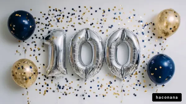 バルーンと飾りで祝う100