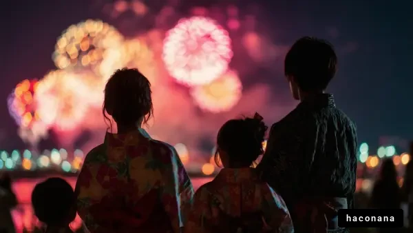 冬の花火を楽しむ子供たち