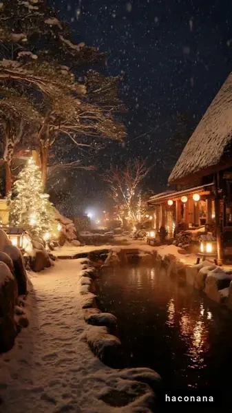 雪降る夜の風景