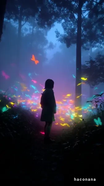 幻想的な森の中の子ども