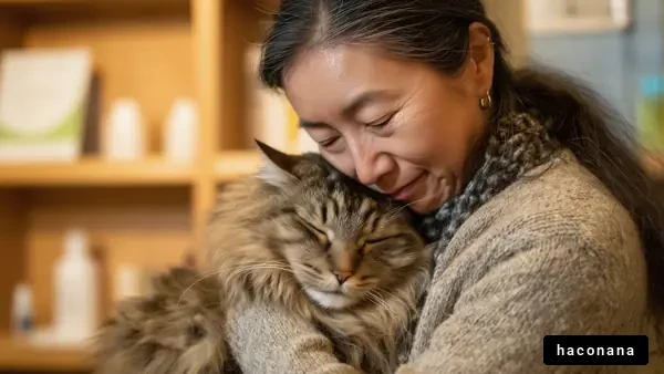 猫を抱きしめる女性