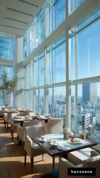 高層ビルのカフェ風景