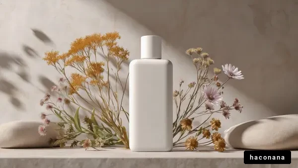 シンプルなボトルと花