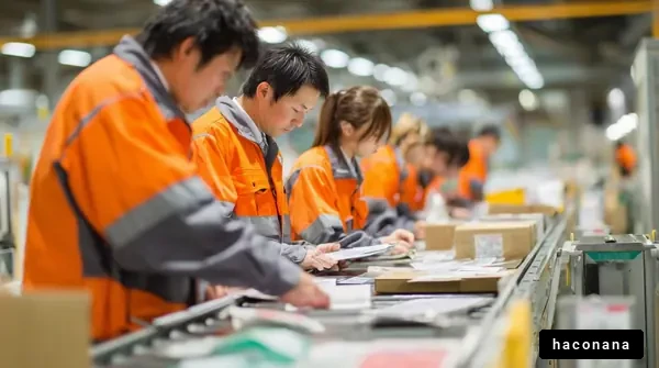 工場で働く人々の風景