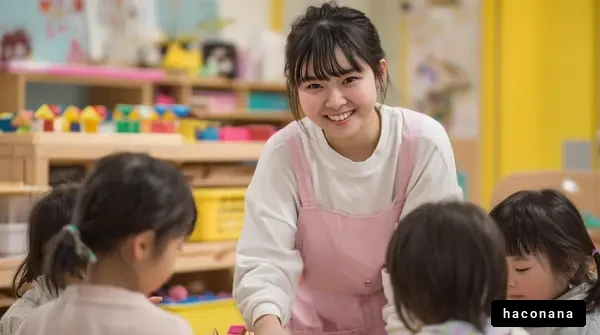子どもと遊ぶ保育士