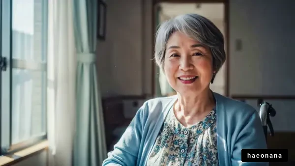 穏やかな笑顔のおばあさん