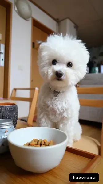 食事を待つ可愛い犬