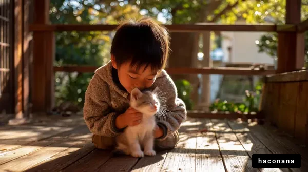 子どもと子猫の日常