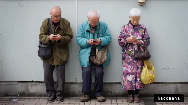 スマホを使う高齢者たち