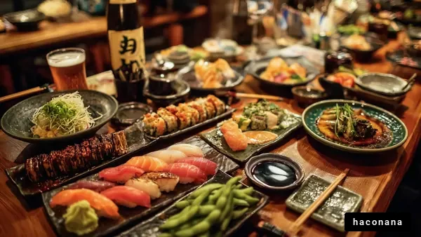 多彩な寿司料理が並ぶ